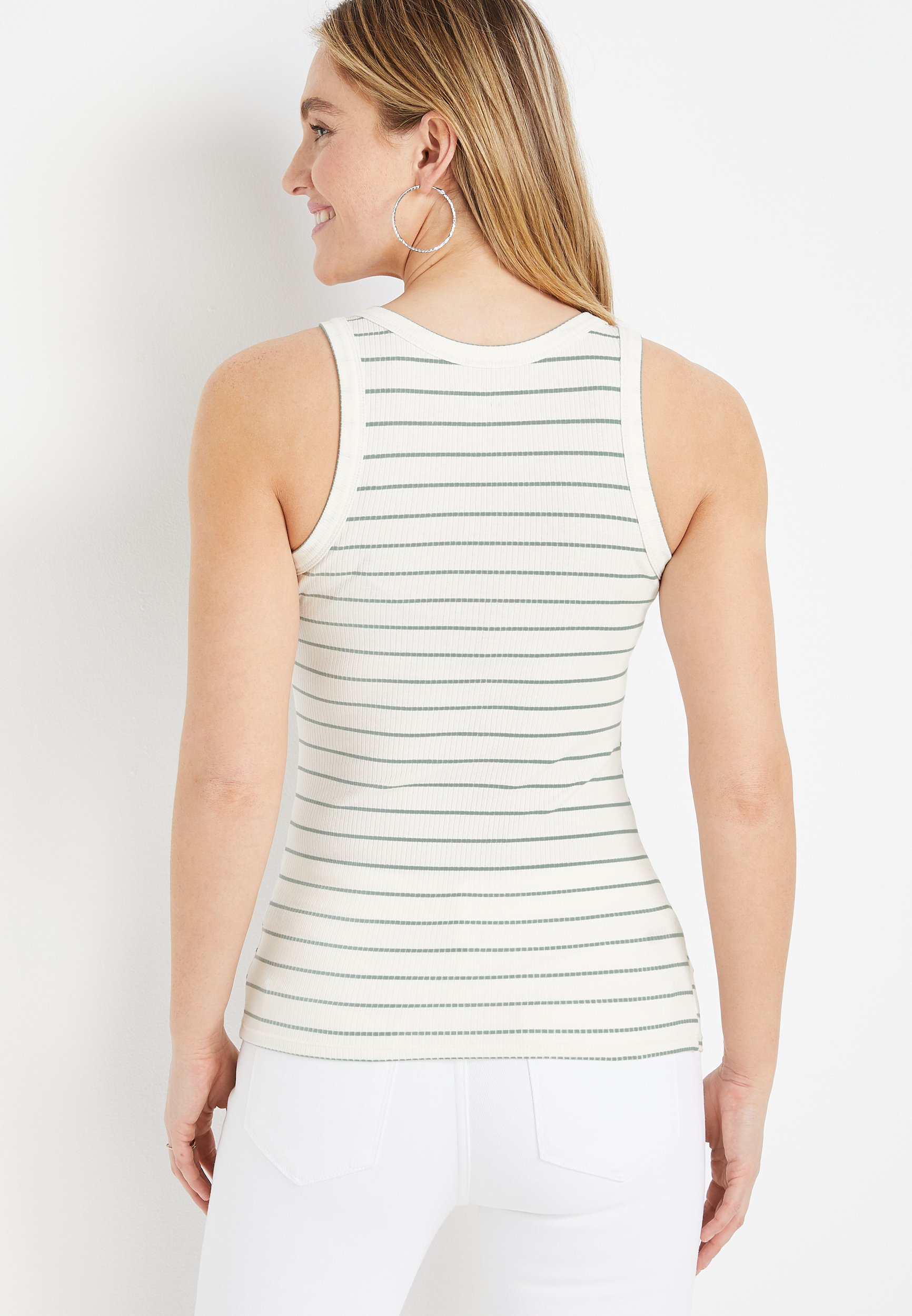 Highline Green Striped Tank Top, C2380, large