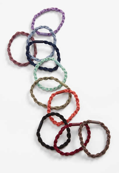 10 Pack Twisted Multicolor Hair Tie Set