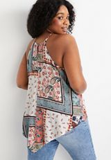 Floral Paisley Halter Neck Tank Top, C2380, small