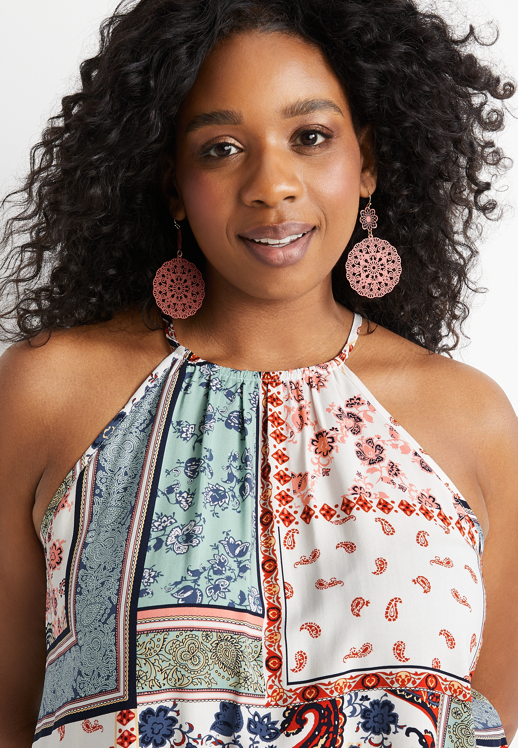 Floral Paisley Halter Neck Tank Top, C2380, large