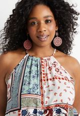Floral Paisley Halter Neck Tank Top, C2380, small