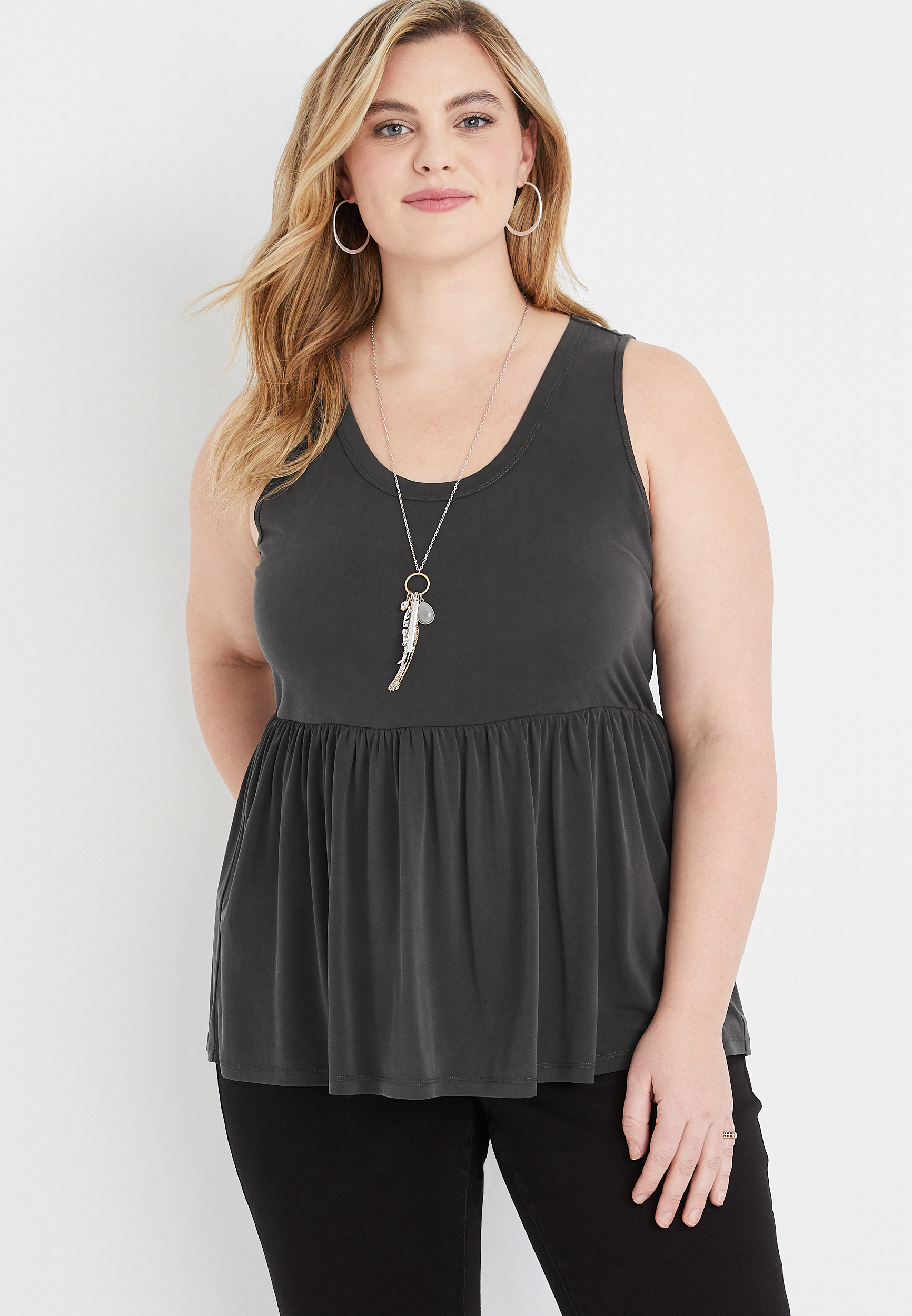 Plus Size Sandwash Babydoll Tank Top | maurices