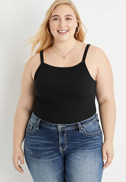 Plus Size Ribbed High Neck Cami