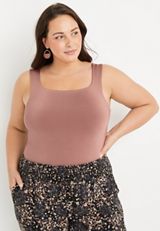 Plus Size edgely&trade; Square Neck Sleeveless Bodysuit, C1785, small