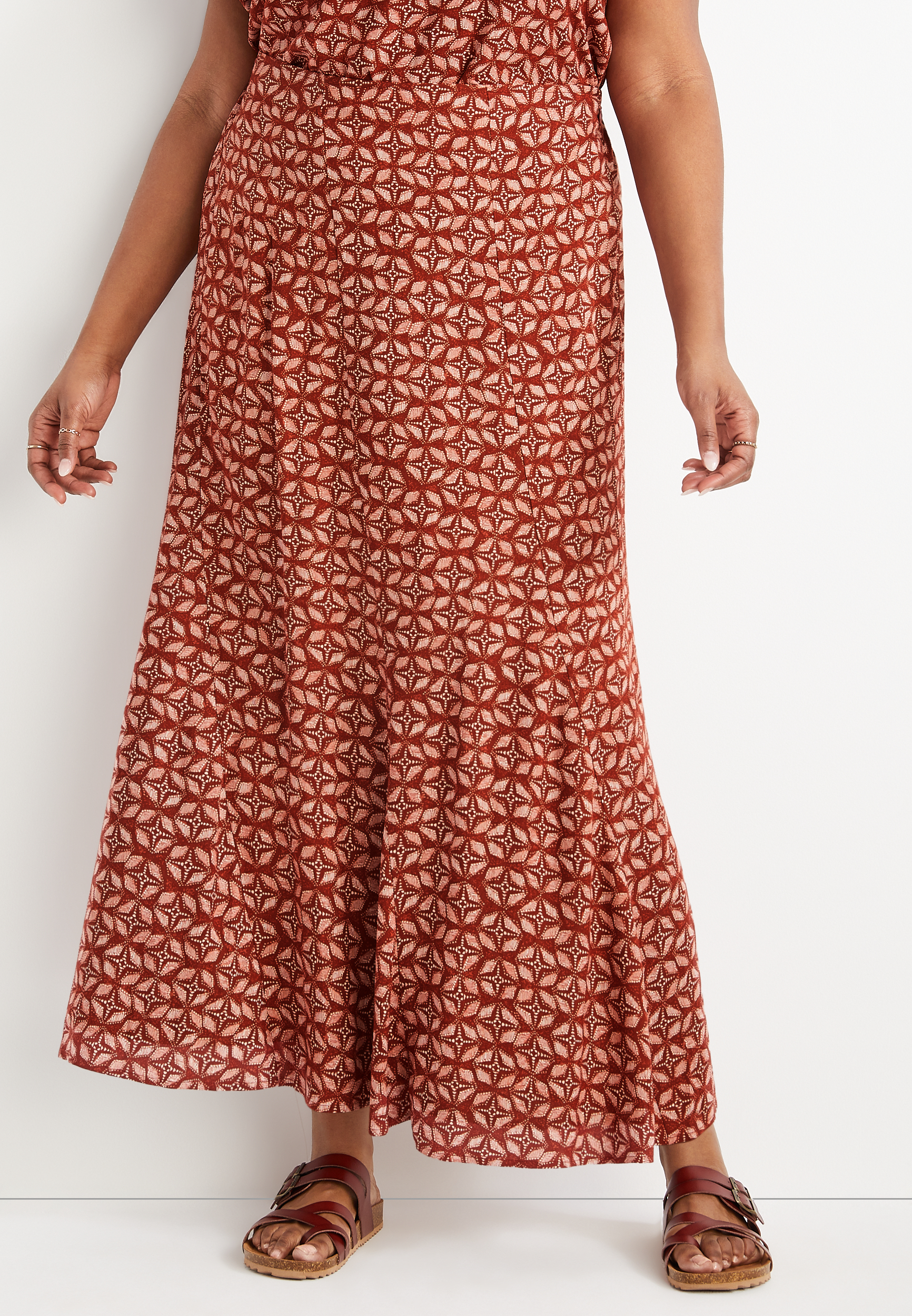 Plus Size Geo Print High Rise Maxi Skirt Maurices 6750