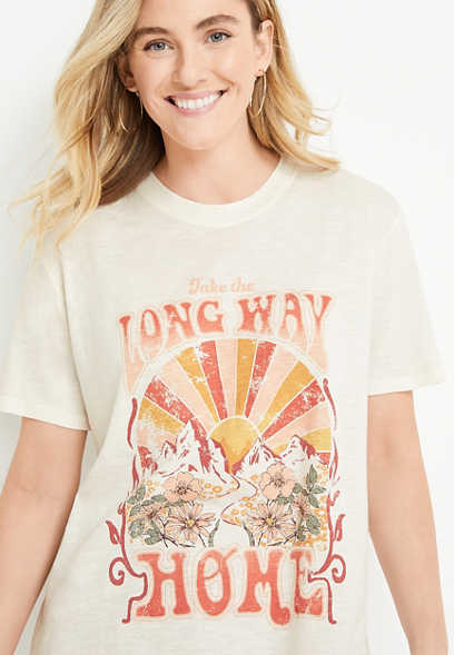 Take The Long Way Home Oversized Graphic Tee