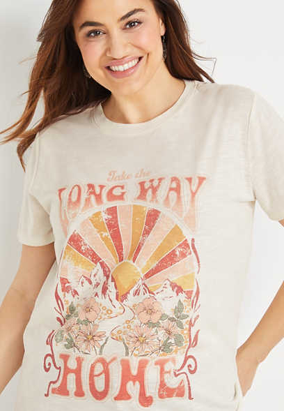 Plus Size Take The Long Way Home Oversized Graphic Tee