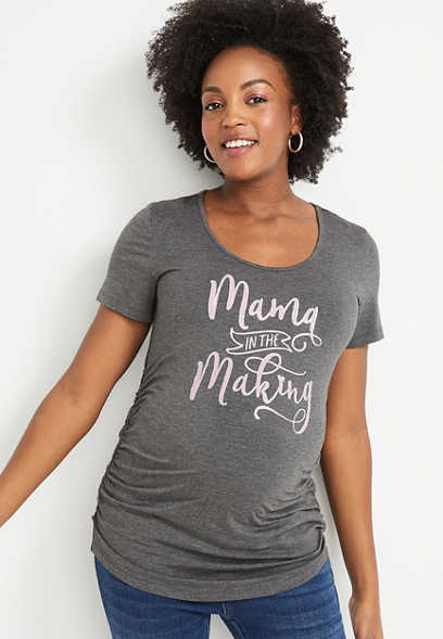 Mama In The Making Gray Maternity Graphic Tee