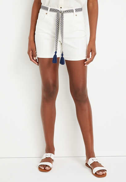 m jeans by maurices™ White High Rise 5in Belted Short