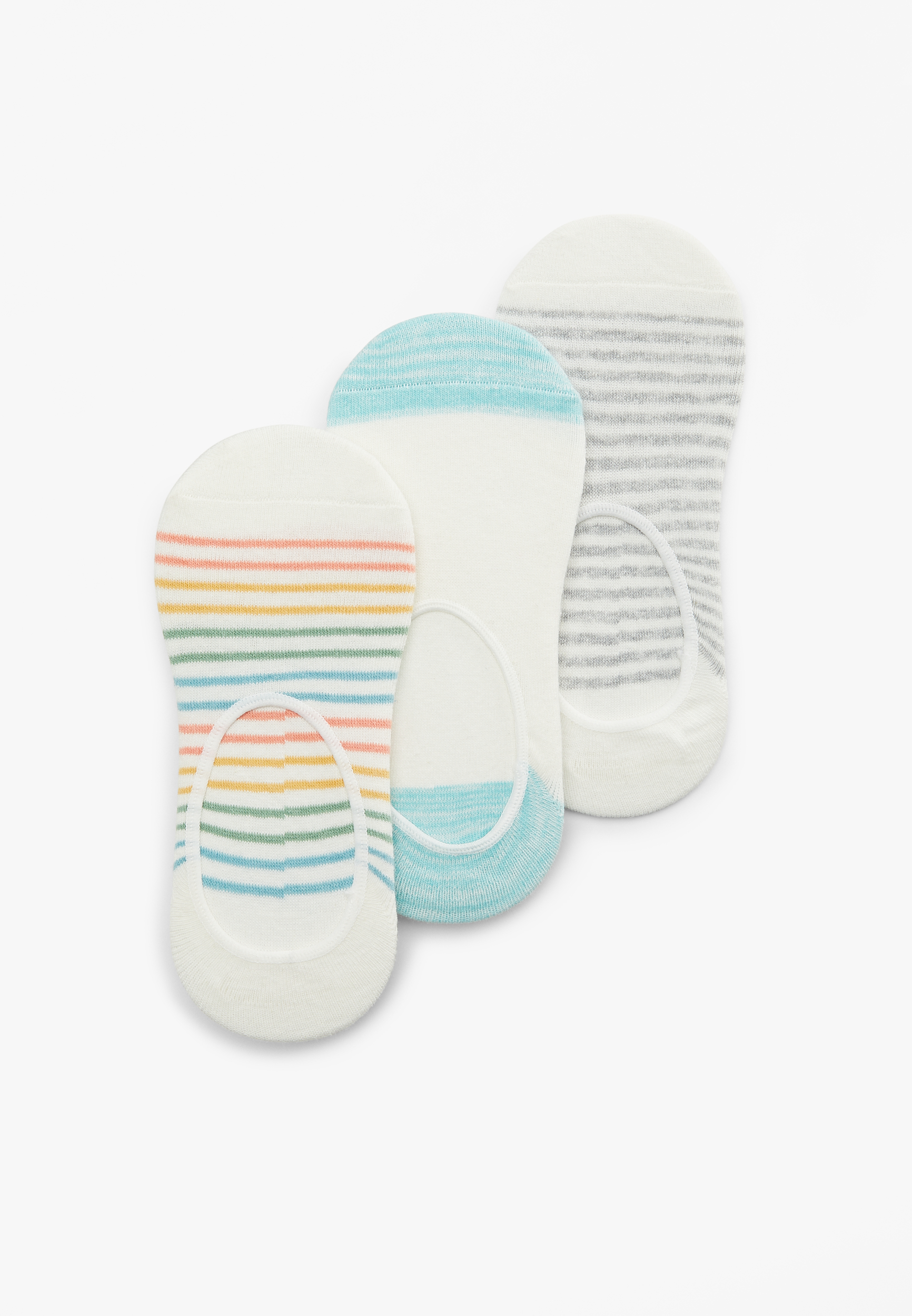 3 Pack Multicolor Striped No Show Socks | maurices