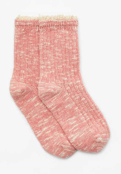 Pink Crochet Trim Short Crew Sock