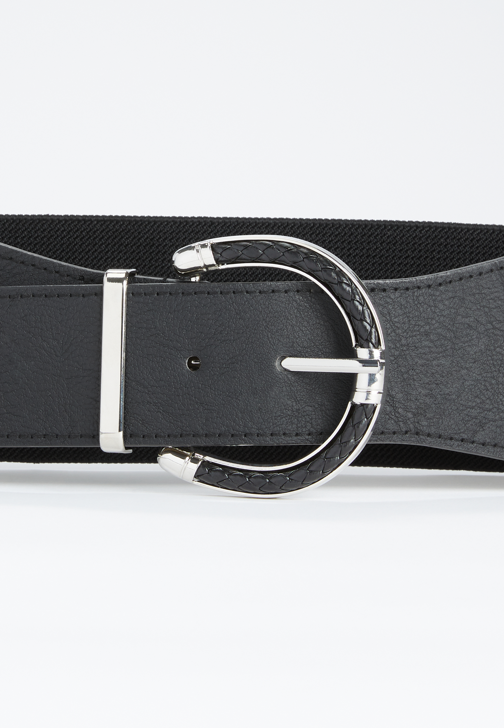 Black Wide Stretch Belt, BLACK, large