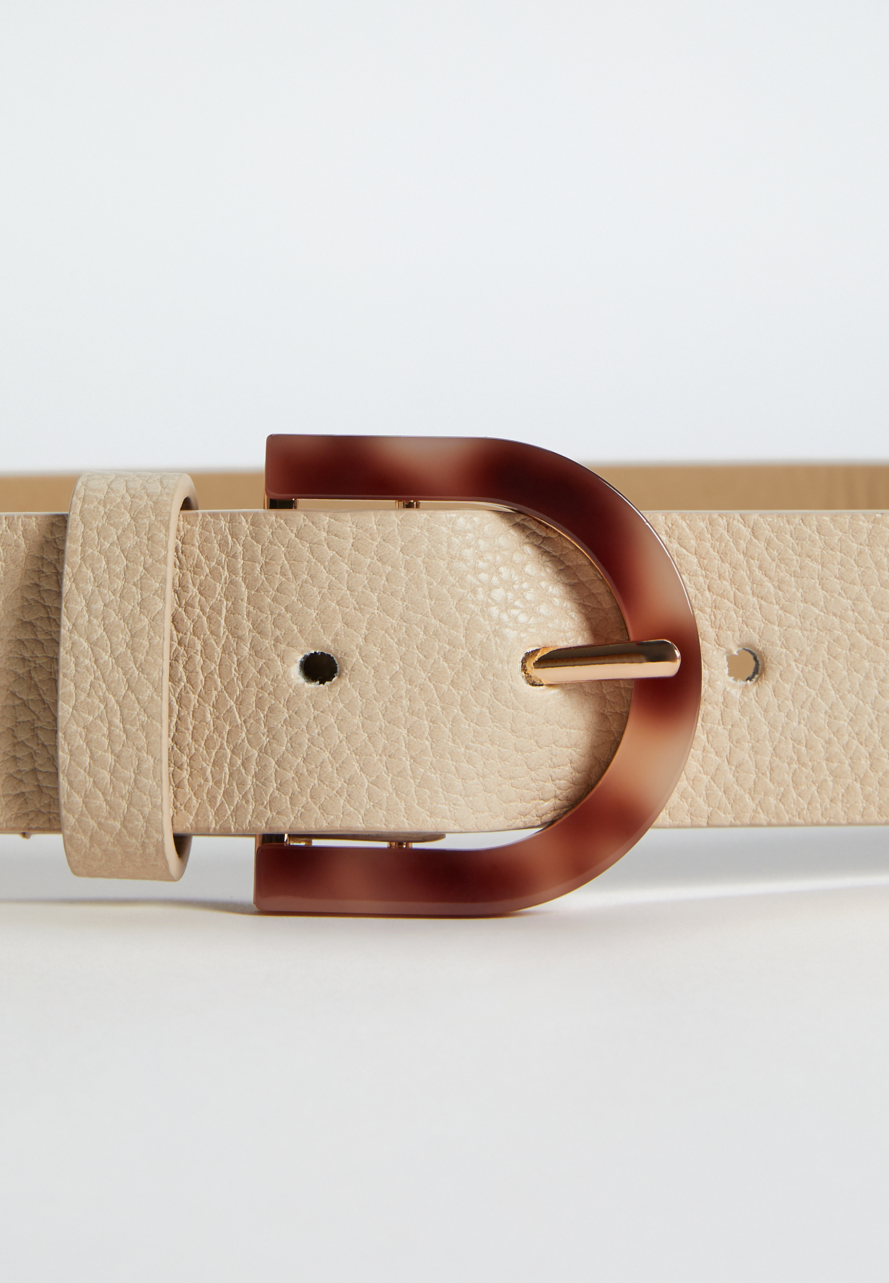 Plus Size Ivory Lucite Buckle Belt, , large