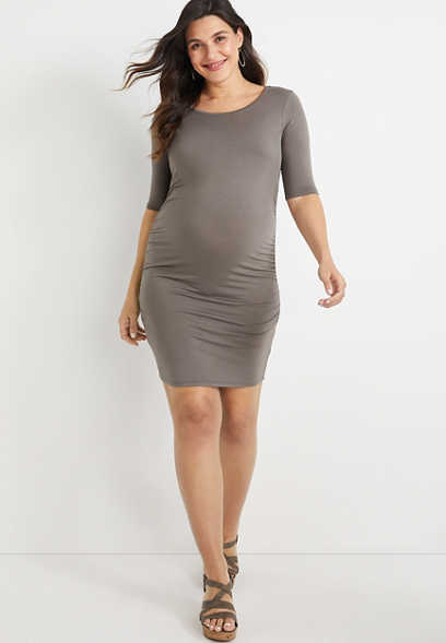 24/7 Flawless Solid Bodycon Maternity Dress