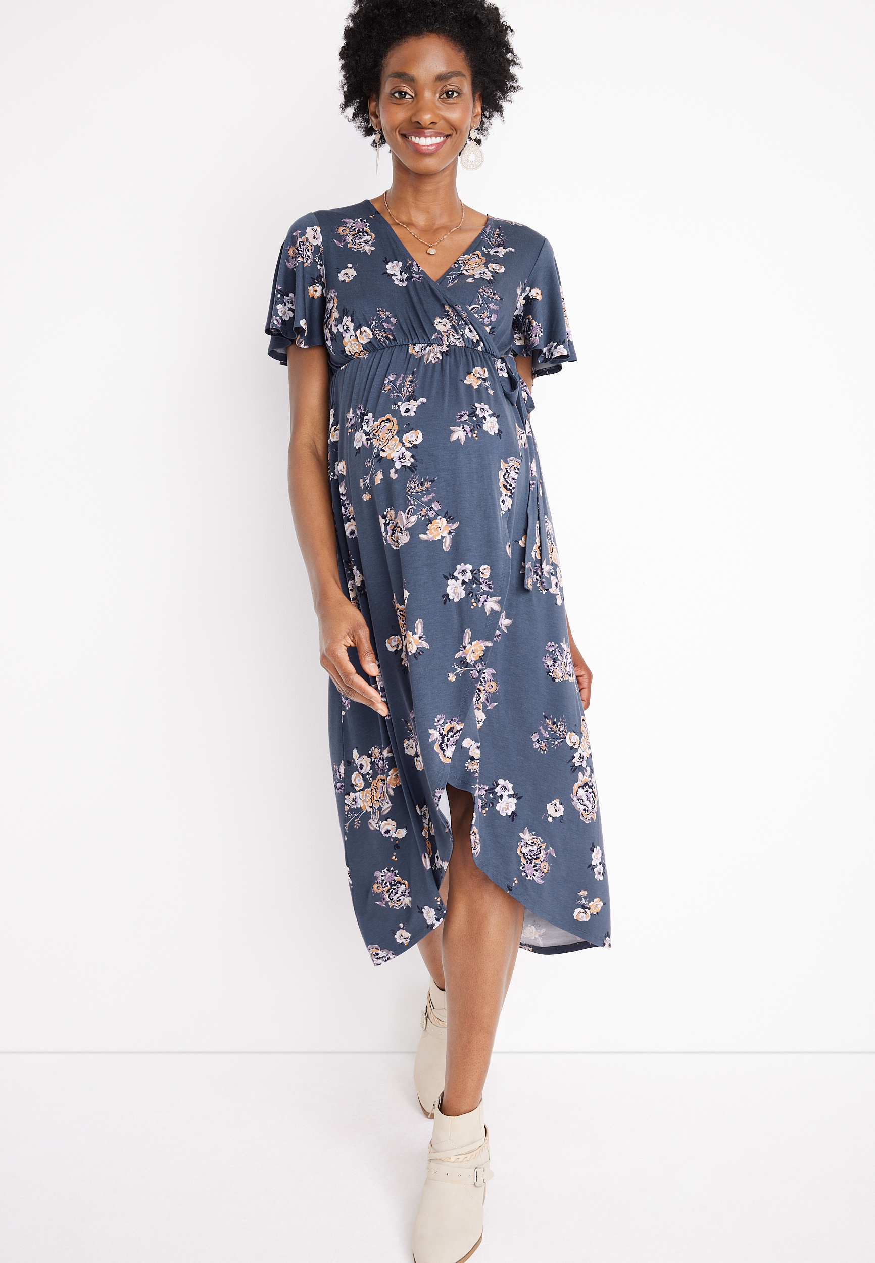 24/7 Flawless High Low Nursing Friendly Maternity Midi Dress maurices