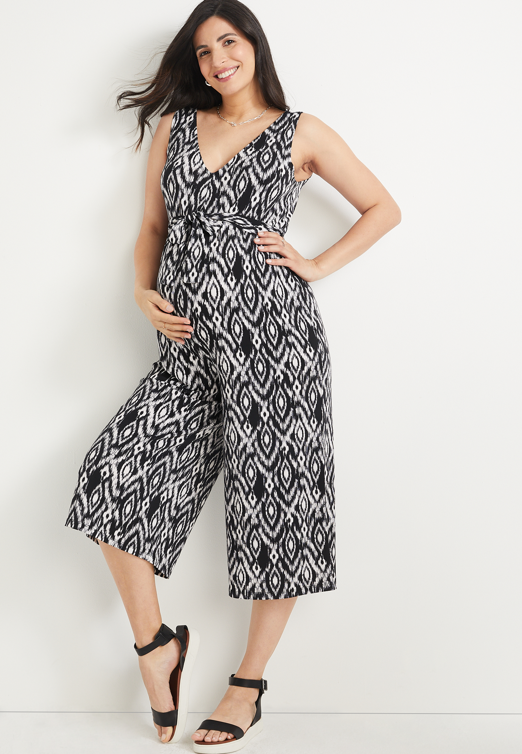 24/7 Flawless Wide Leg Nursing Friendly Maternity Jumpsuit maurices