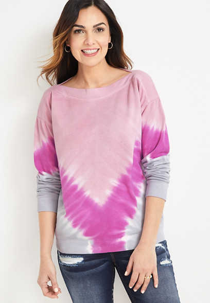 Pink Chevron Tie Dye Sweatshirt