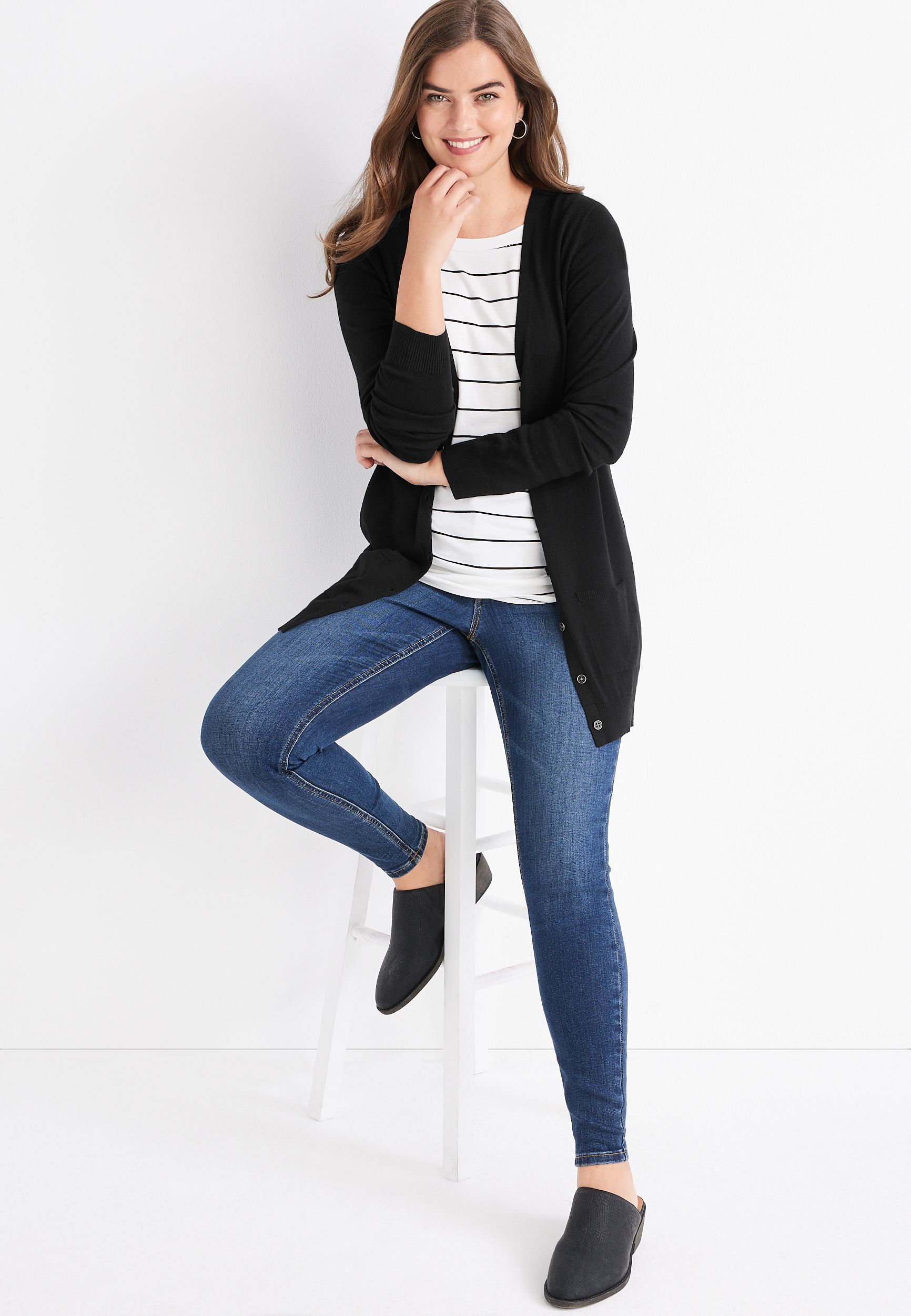 Solid Boyfriend Cardigan, C106, large