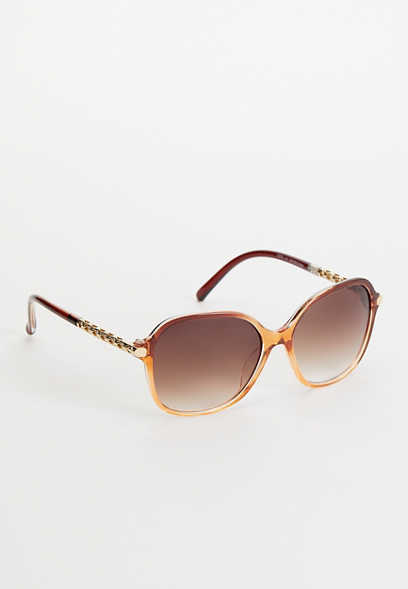 TWELVE™ Brown Braided Oversized Sunglasses