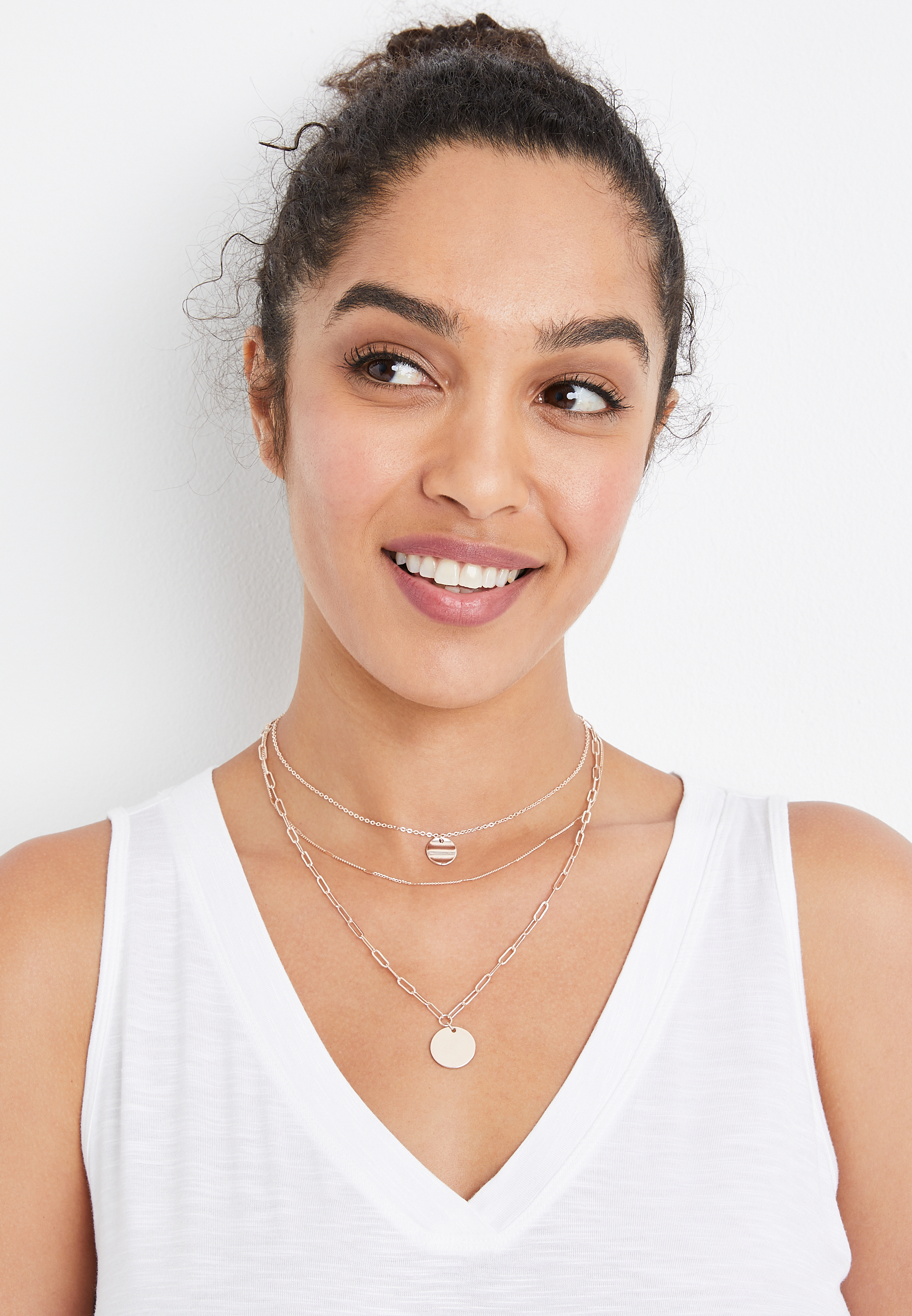 Atwood Rose Gold Mix Chain Drape Necklace, , large
