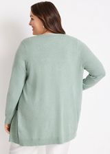 Plus Size Solid Boyfriend Cardigan, JADE MIST, small