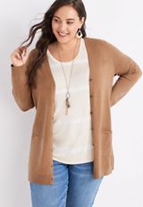 Plus Size Solid Boyfriend Cardigan, C520, small