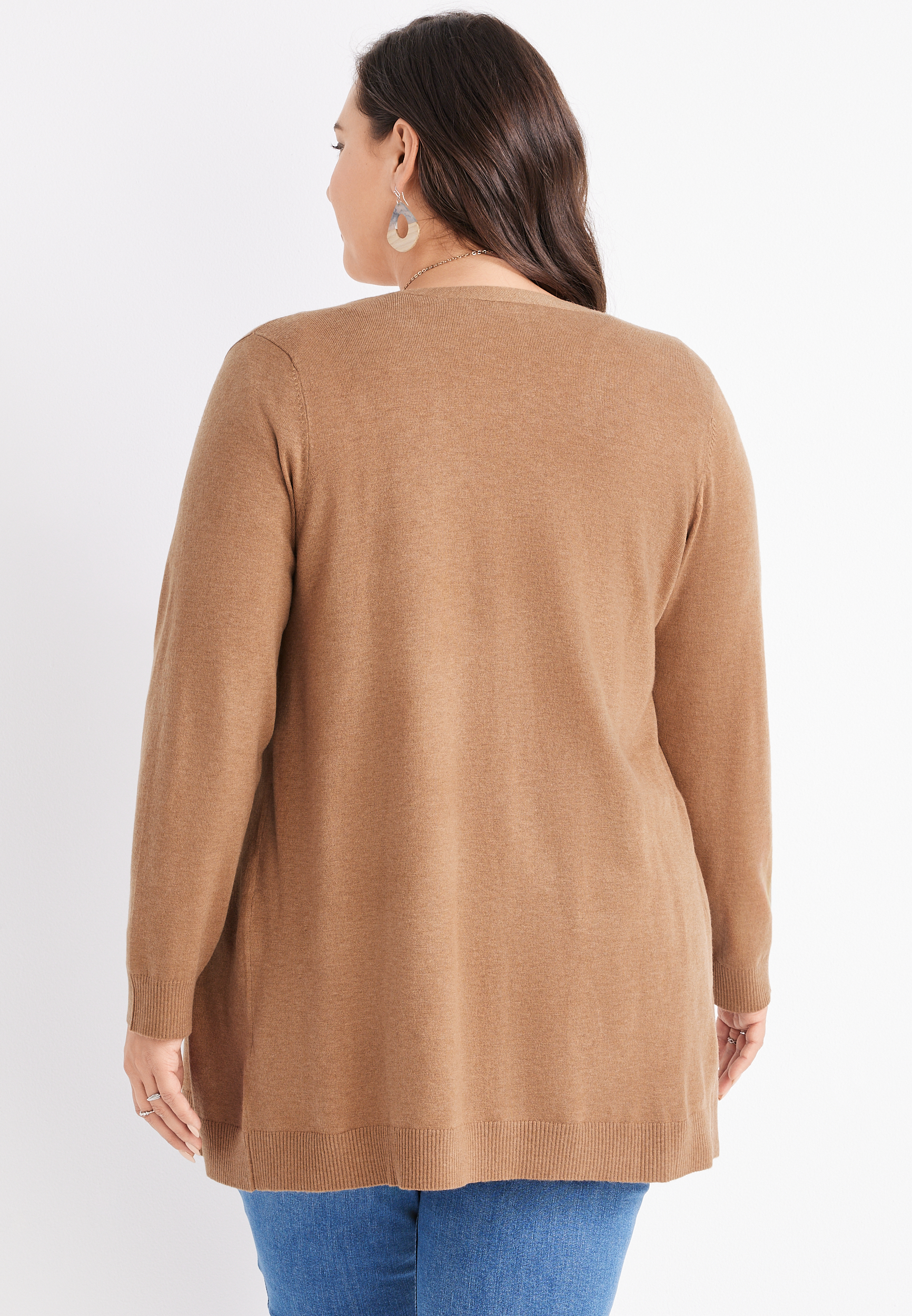 Plus Size Solid Boyfriend Cardigan, C520, large