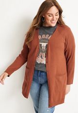 Plus Size Solid Boyfriend Cardigan, C1093, small