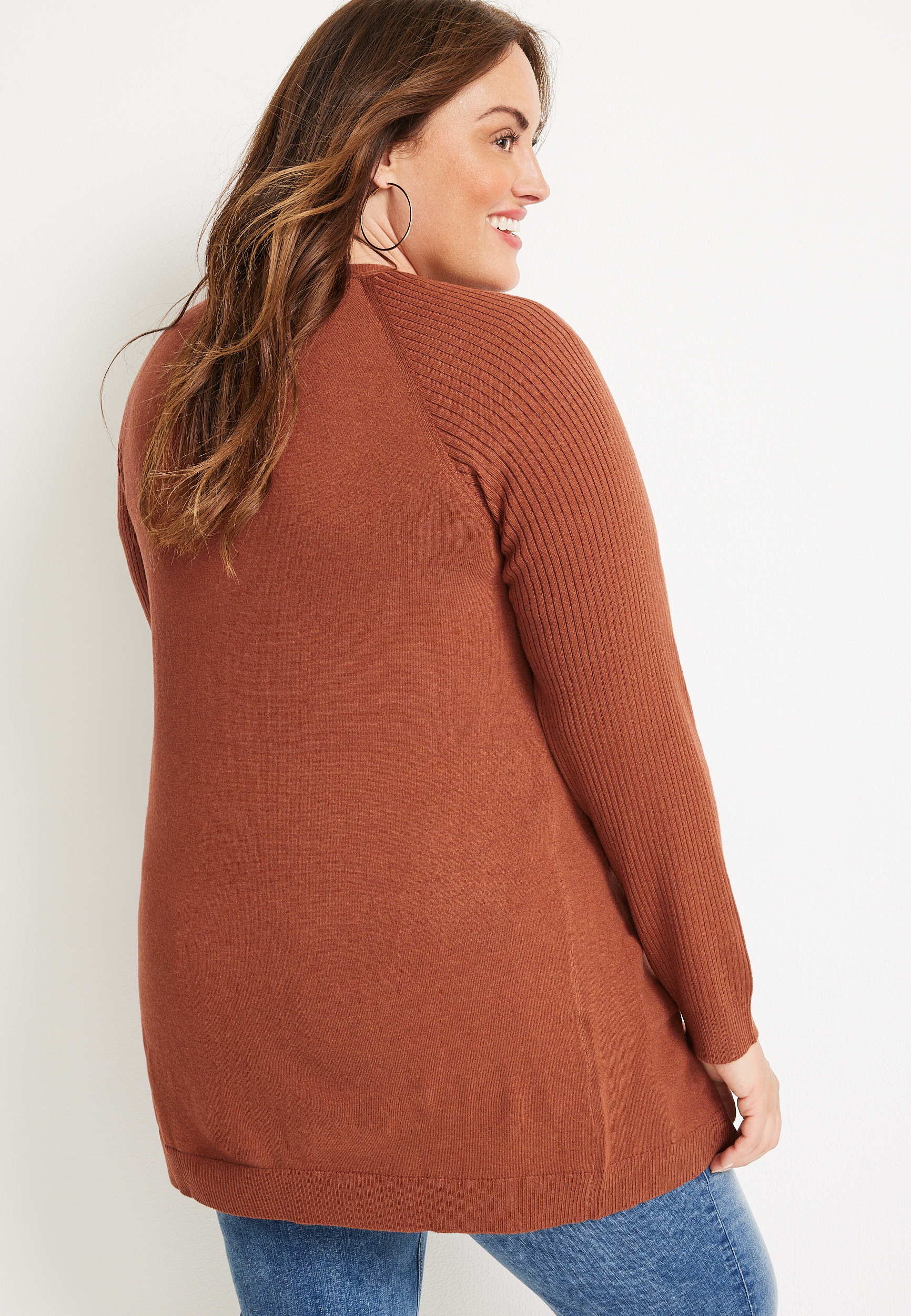 Plus Size Solid Boyfriend Cardigan, C1093, large