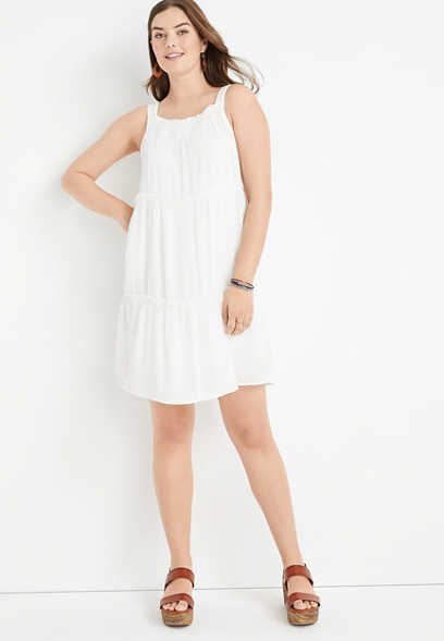 White Tiered Babydoll Mini Dress