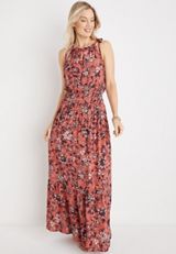 Floral Halter Maxi Dress, C4009, small