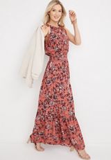 Floral Halter Maxi Dress, C4009, small