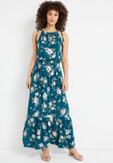 Floral Halter Maxi Dress, C2984, small