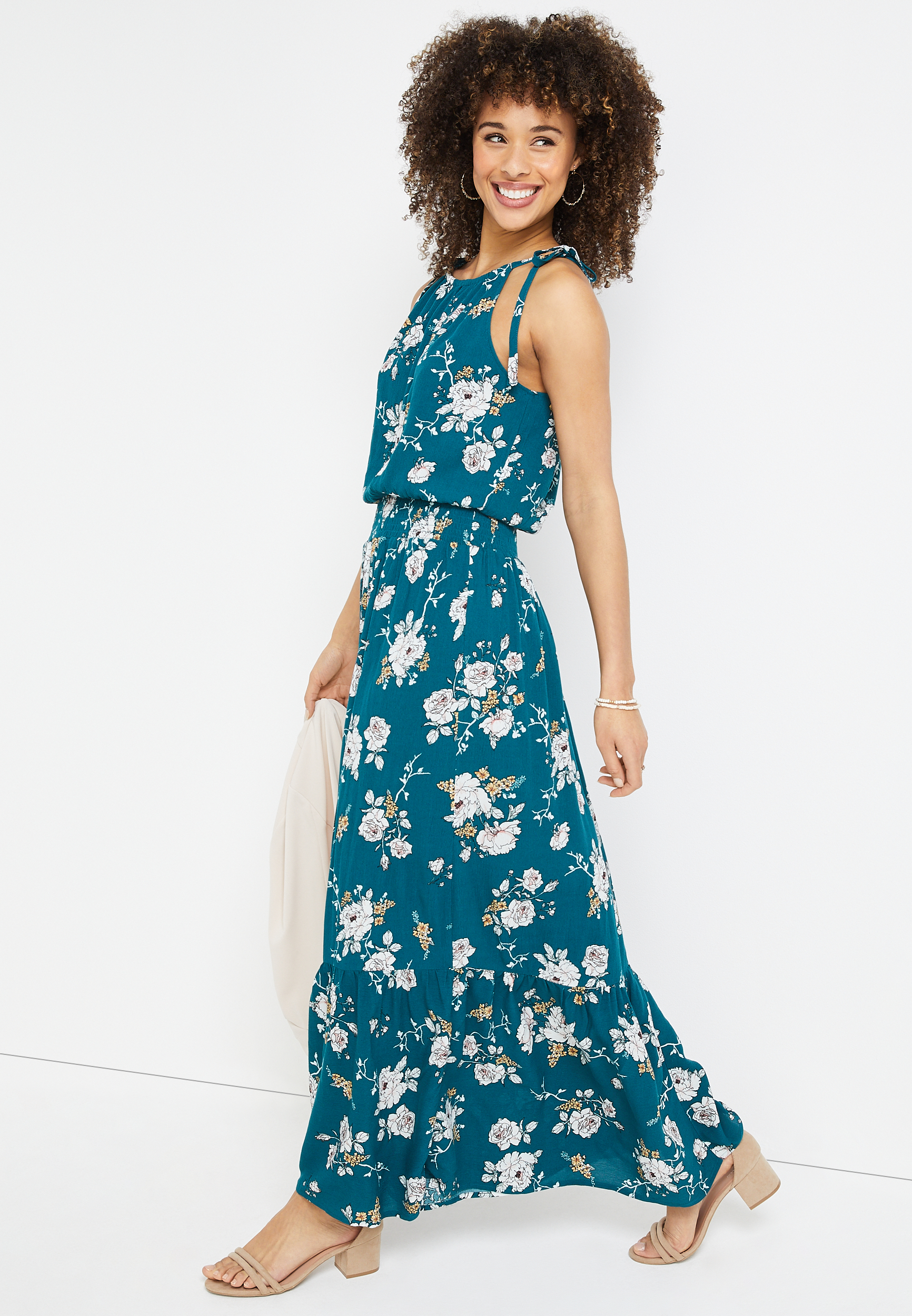 Floral Halter Maxi Dress, C2984, large