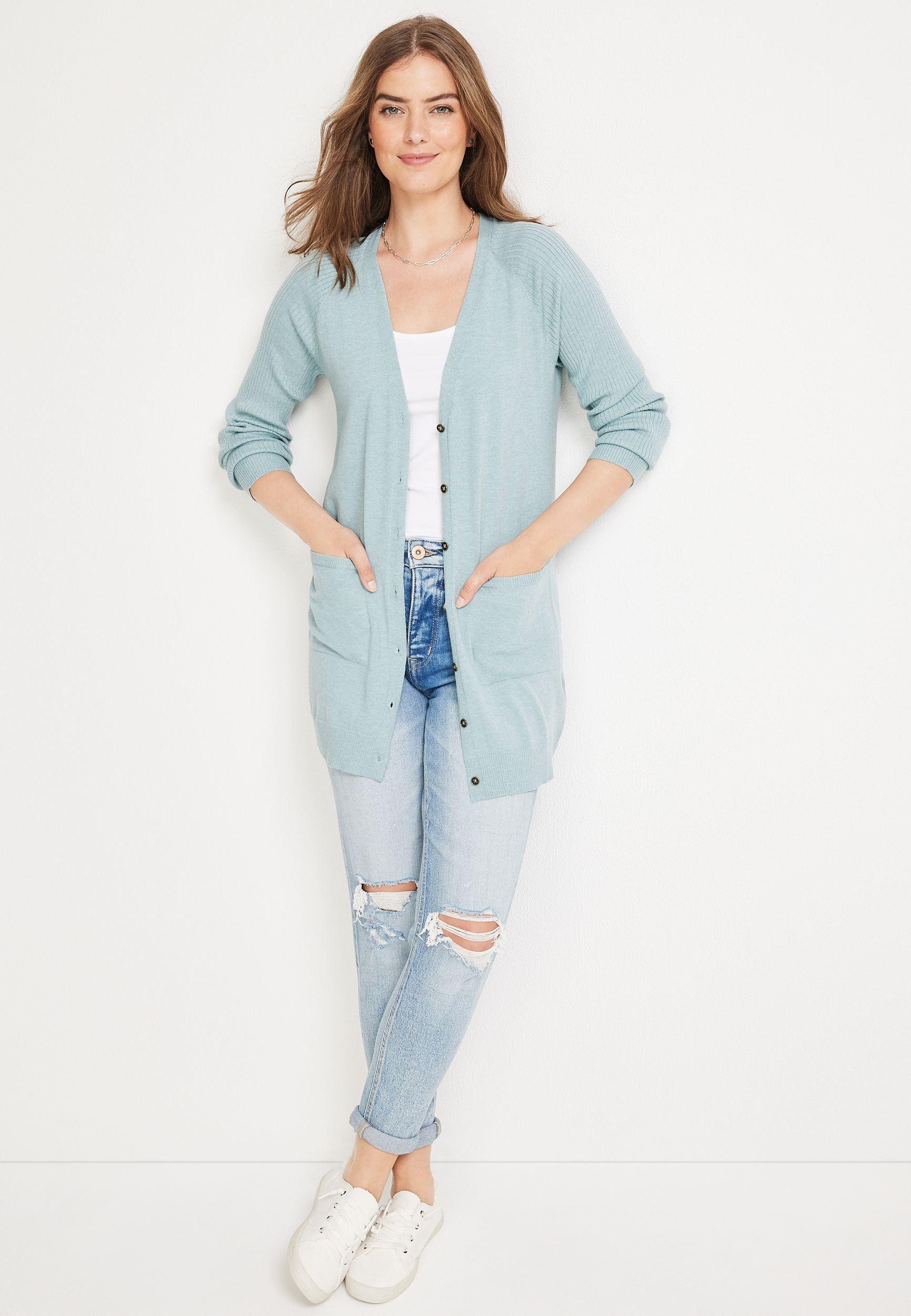Solid Boyfriend Cardigan, C112, large