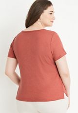 Plus Size 24/7 Flawless Ribbed V Neck Tuck In Tee, C4526, small