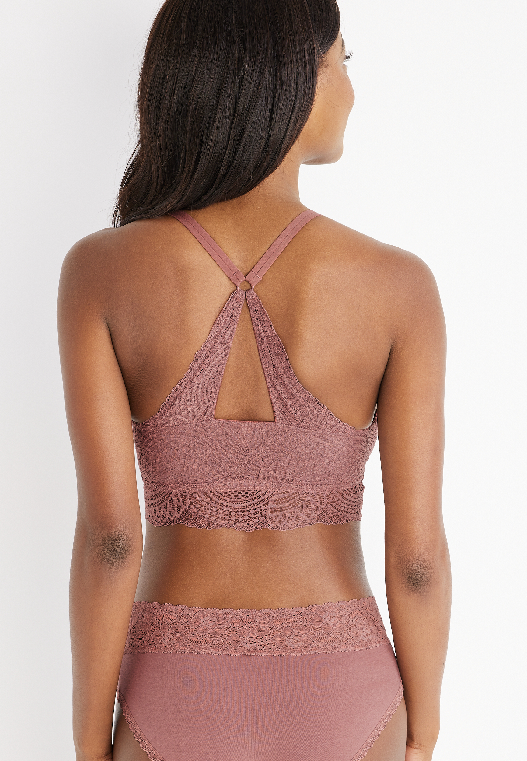 Vintage Lace Cut-Out Racerback Bralette, , large