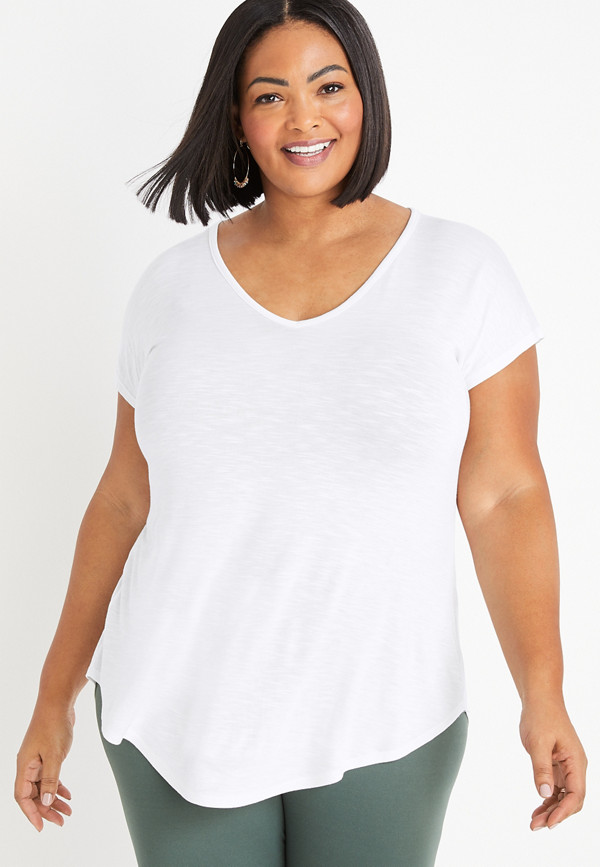 Plus Size 24/7 Flawless V Neck Dolman Sleeve Tee | maurices