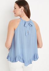 Solid Ruffle Halter Top, C3494, small