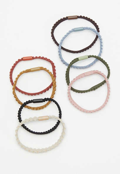 8 Pack Ruched Multicolor Hair Tie Set
