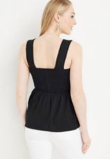 Black Smocked Peplum Tank Top, C106, small