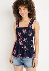 Floral Smocked Peplum Tank Top, C1943, small