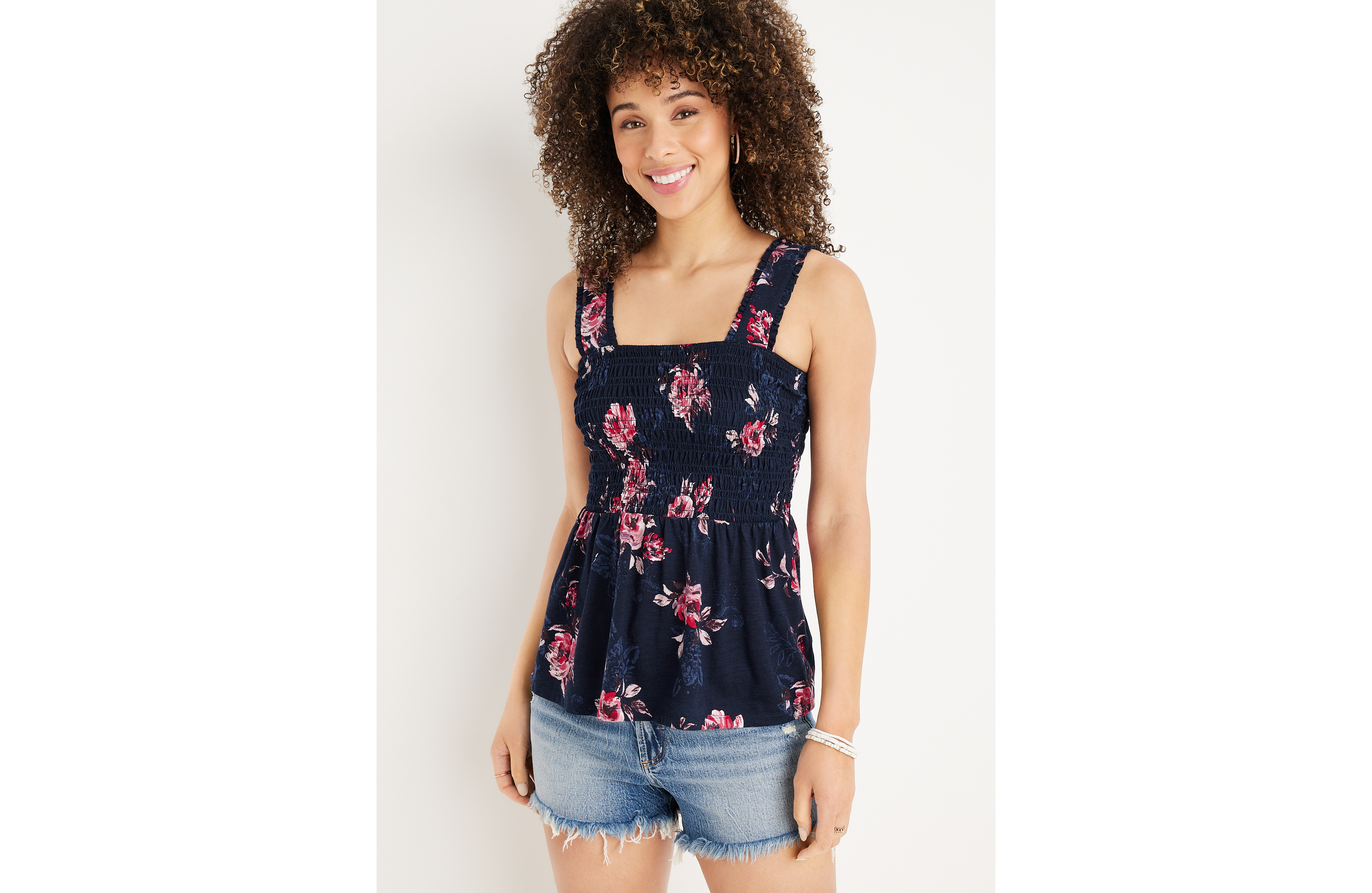 Floral Smocked Peplum Tank Top