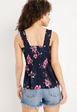 Floral Smocked Peplum Tank Top, C1943, small