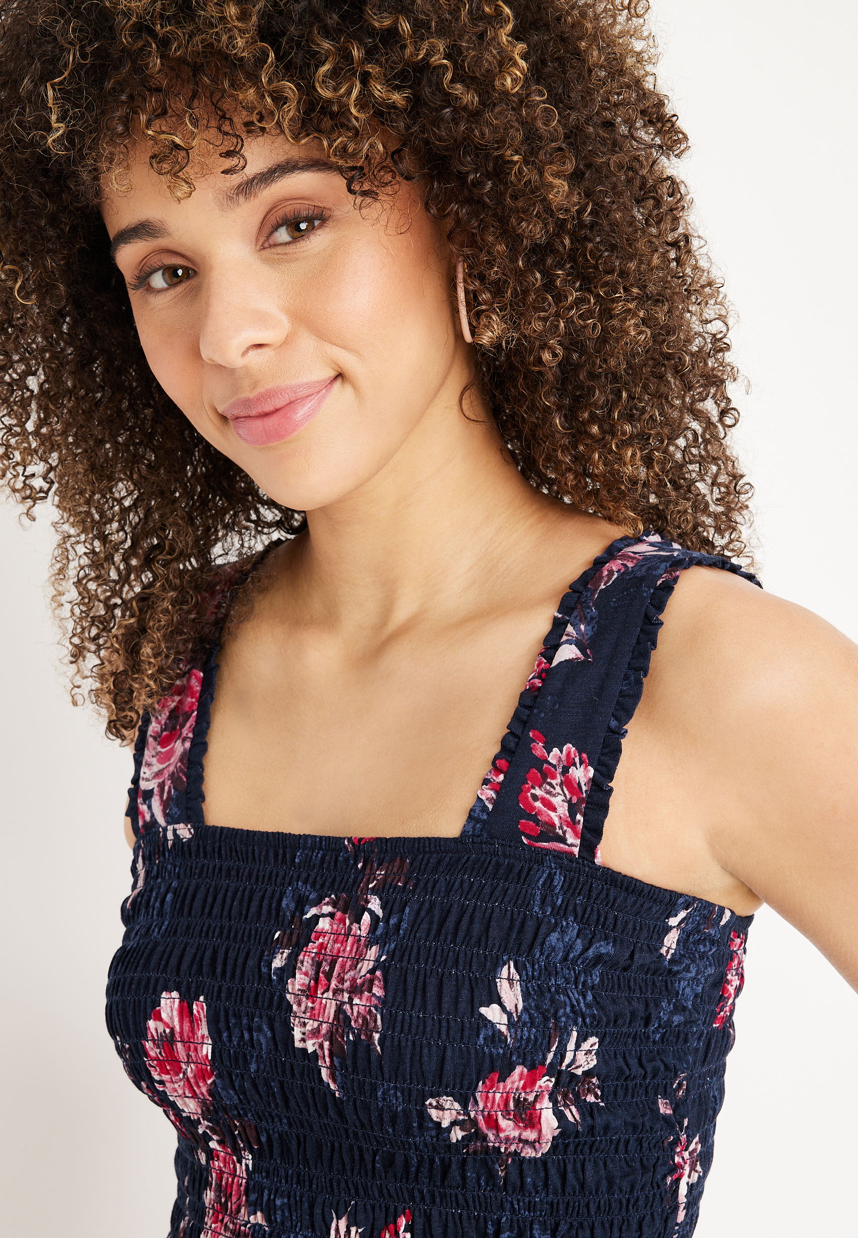 Floral Smocked Peplum Tank Top, C1943, large