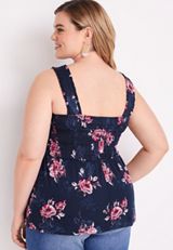 Plus Size Floral Smocked Peplum Tank Top, C1943, small
