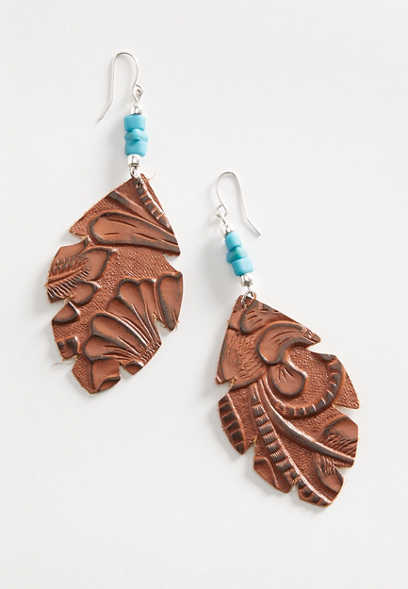 Faux Leather Textured Drop Earrings