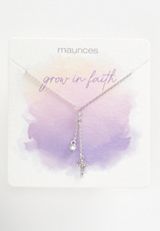 Dainty Silver Cross Necklace, , small