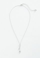 Dainty Silver Cross Necklace, , small