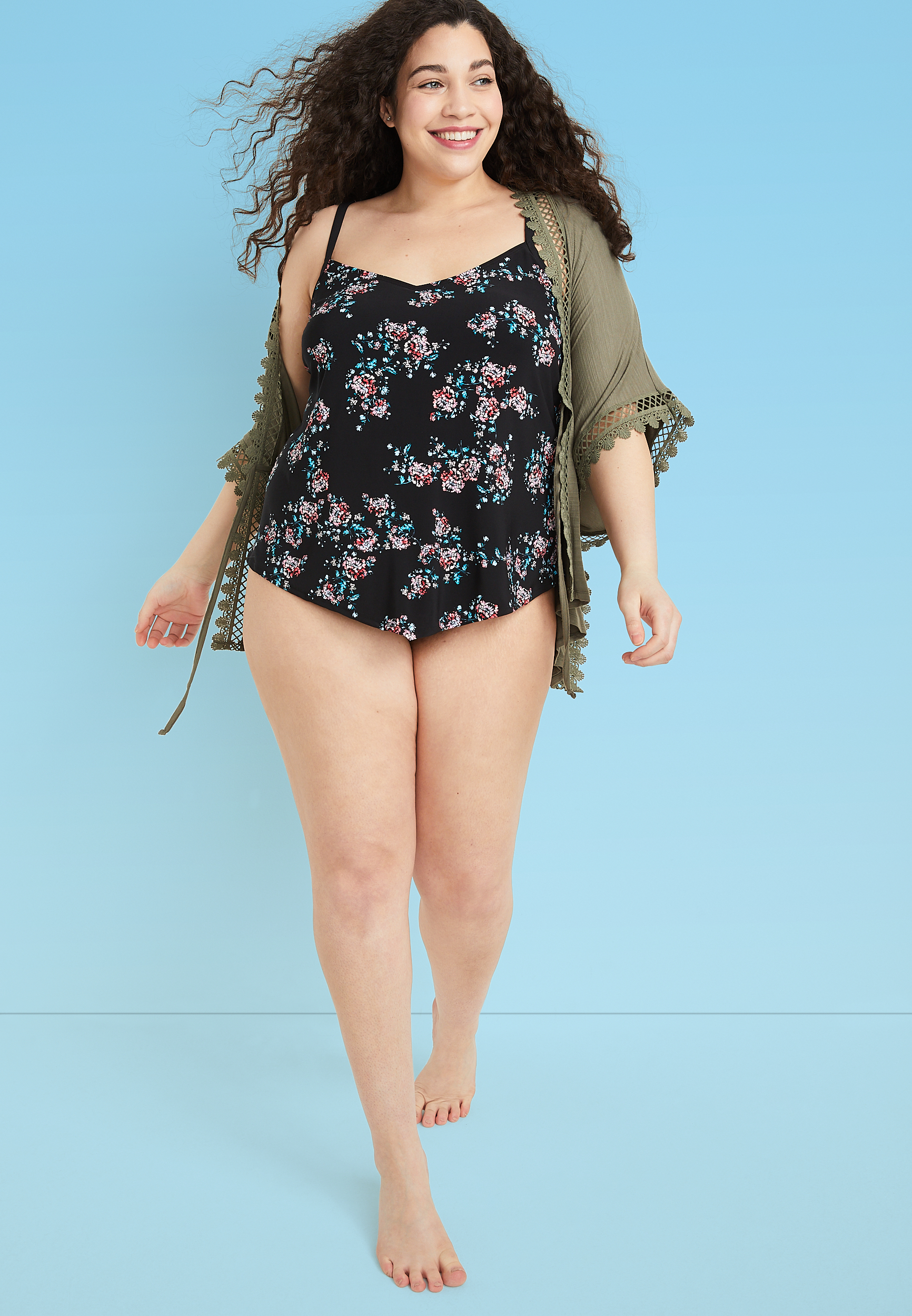 Hanky Hem Tankini Swim Top, C1756, large